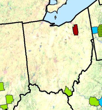 White nose syndrome in Ohio map